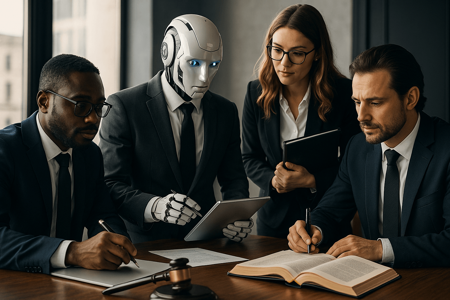 Equipe trabalhando com tecnologia